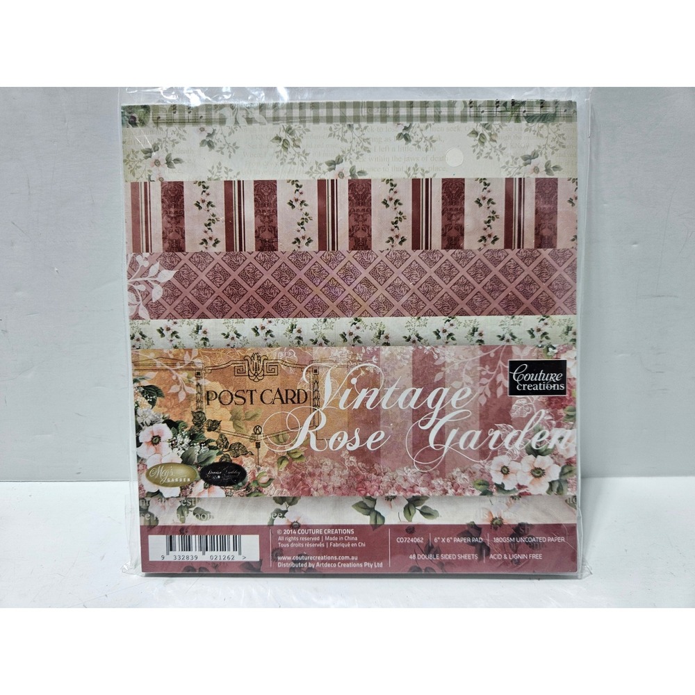 Couture Creations Vintage Rose Garden Paper Pad 6x6 48 Double Sided Sheets